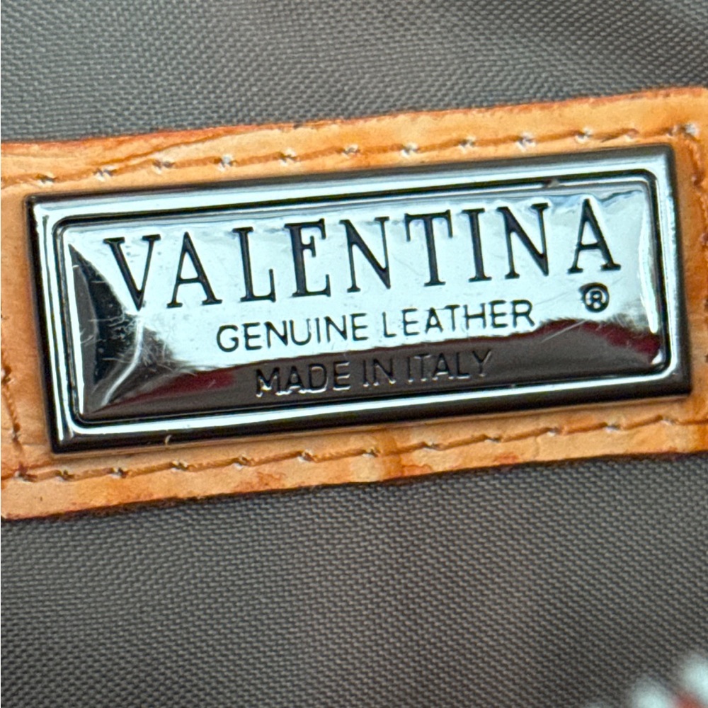 VALENTINA Tangerine Orange Crocodile Embossed Leather Zip Clutch. New! - Picture 3 of 11